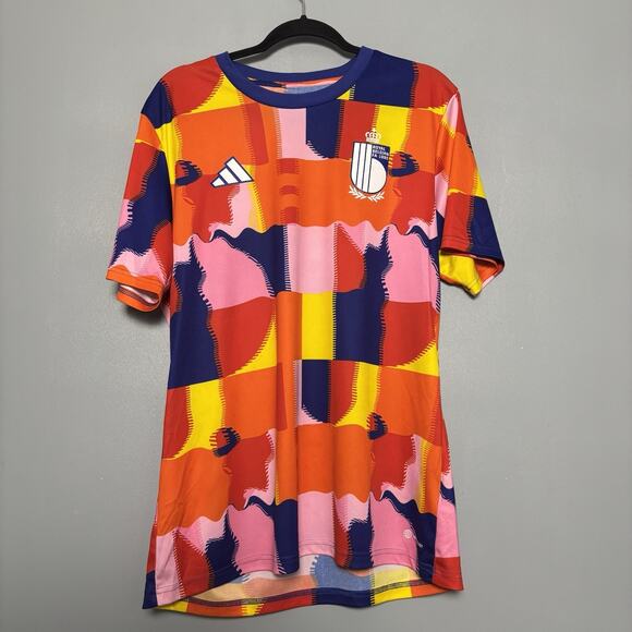 adidas Other - 2022 World Cup ADIDAS ROYAL BELGIAN FA Slim Fit Pre-Match Soccer Jersey Men's L